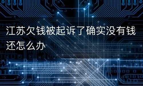 江苏欠钱被起诉了确实没有钱还怎么办