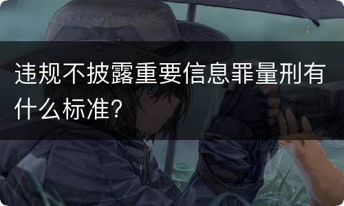 违规不披露重要信息罪量刑有什么标准?