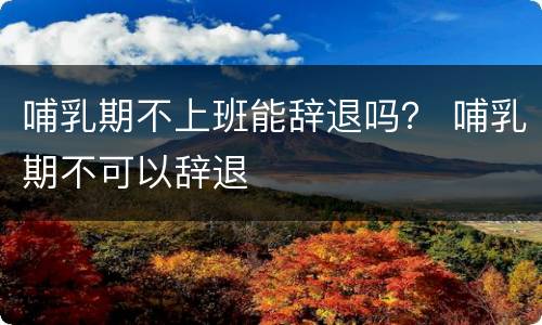 哺乳期不上班能辞退吗？ 哺乳期不可以辞退