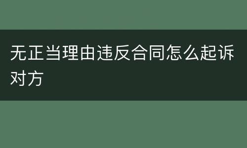 无正当理由违反合同怎么起诉对方