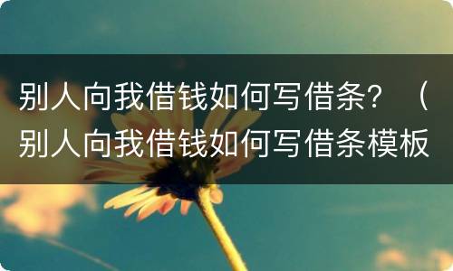 别人向我借钱如何写借条？（别人向我借钱如何写借条模板）