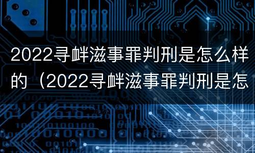 2022寻衅滋事罪判刑是怎么样的（2022寻衅滋事罪判刑是怎么样的案件）
