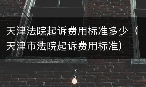 天津法院起诉费用标准多少（天津市法院起诉费用标准）