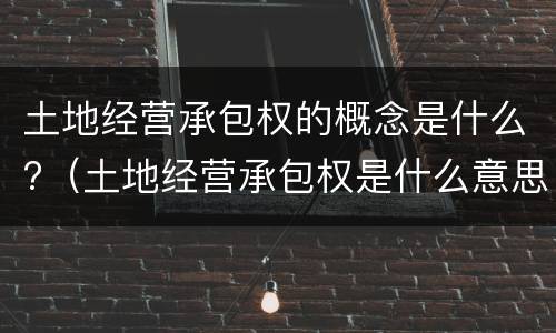 土地经营承包权的概念是什么?（土地经营承包权是什么意思）