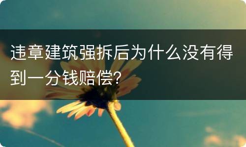 违章建筑强拆后为什么没有得到一分钱赔偿？