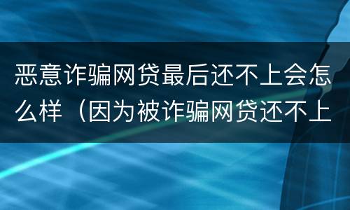 恶意诈骗网贷最后还不上会怎么样（因为被诈骗网贷还不上会怎么样?）