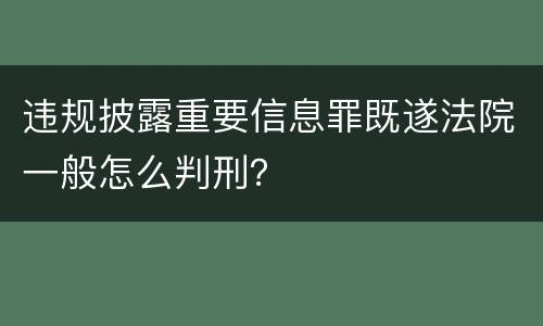 违规披露重要信息罪既遂法院一般怎么判刑？