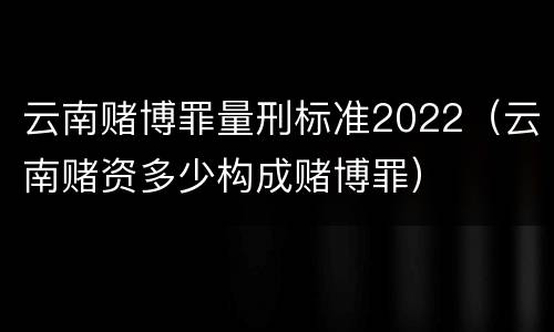云南赌博罪量刑标准2022（云南赌资多少构成赌博罪）