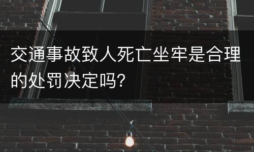 交通事故致人死亡坐牢是合理的处罚决定吗？