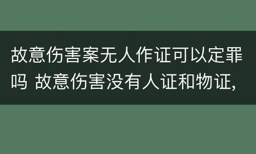 故意伤害案无人作证可以定罪吗 故意伤害没有人证和物证,怎么认定