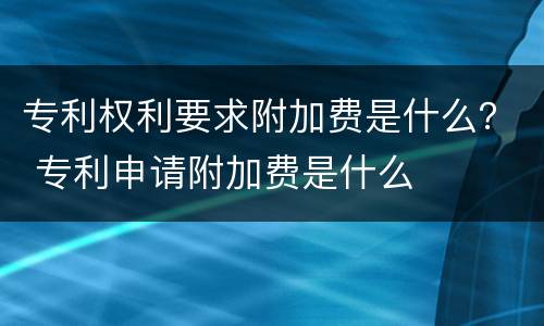 专利权利要求附加费是什么？ 专利申请附加费是什么