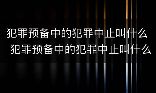 犯罪预备中的犯罪中止叫什么 犯罪预备中的犯罪中止叫什么