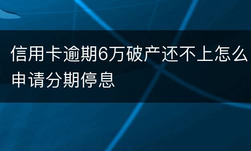 信用卡逾期6万破产还不上怎么申请分期停息