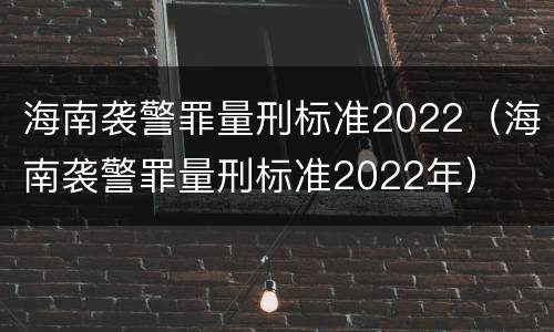 海南袭警罪量刑标准2022（海南袭警罪量刑标准2022年）
