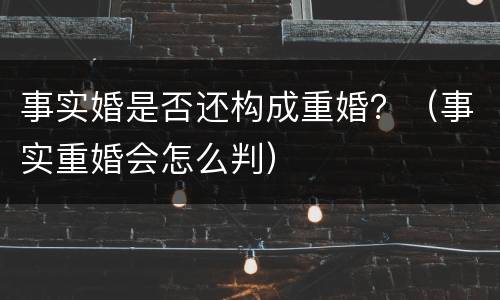 事实婚是否还构成重婚？（事实重婚会怎么判）