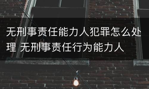 无刑事责任能力人犯罪怎么处理 无刑事责任行为能力人