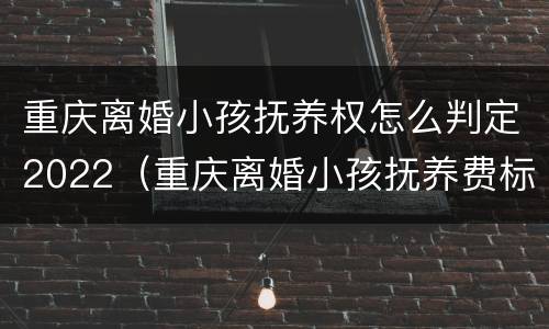 重庆离婚小孩抚养权怎么判定2022（重庆离婚小孩抚养费标准2019每个月是多少）