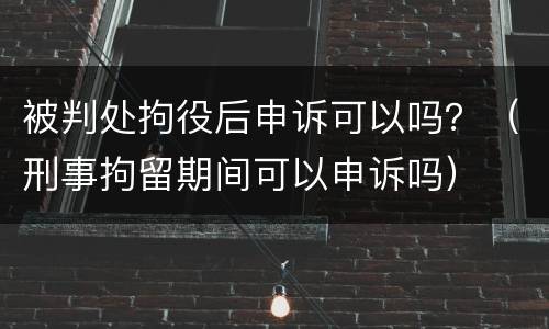 被判处拘役后申诉可以吗？（刑事拘留期间可以申诉吗）