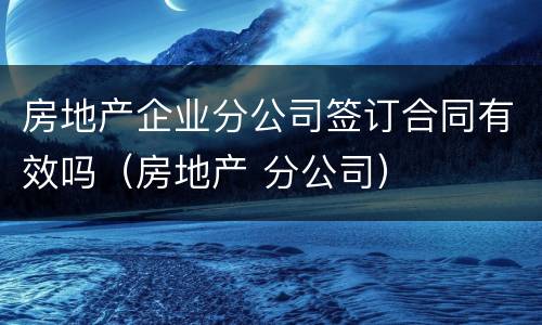 房地产企业分公司签订合同有效吗（房地产 分公司）