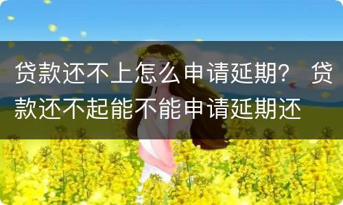 贷款还不上怎么申请延期？ 贷款还不起能不能申请延期还