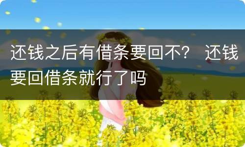 还钱之后有借条要回不？ 还钱要回借条就行了吗