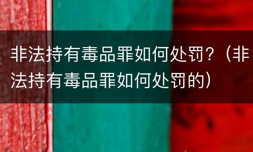 非法持有毒品罪如何处罚?（非法持有毒品罪如何处罚的）