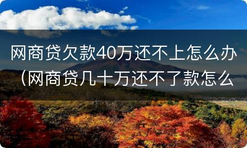 网商贷欠款40万还不上怎么办（网商贷几十万还不了款怎么样）