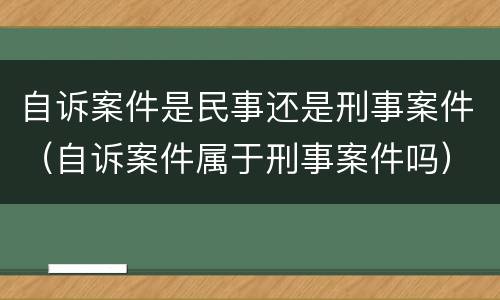 自诉案件是民事还是刑事案件（自诉案件属于刑事案件吗）