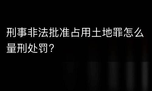 刑事非法批准占用土地罪怎么量刑处罚?