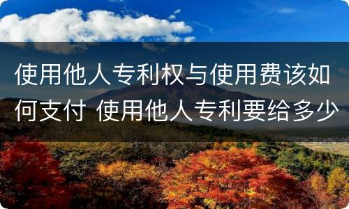 使用他人专利权与使用费该如何支付 使用他人专利要给多少钱