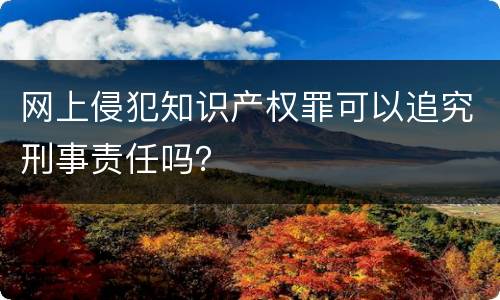 网上侵犯知识产权罪可以追究刑事责任吗？