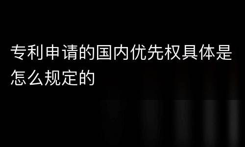 专利申请的国内优先权具体是怎么规定的