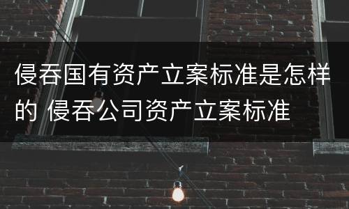侵吞国有资产立案标准是怎样的 侵吞公司资产立案标准