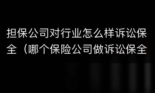 担保公司对行业怎么样诉讼保全（哪个保险公司做诉讼保全担保）