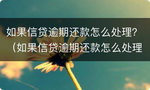 如果信贷逾期还款怎么处理？（如果信贷逾期还款怎么处理呢）