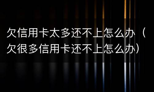欠信用卡太多还不上怎么办（欠很多信用卡还不上怎么办）