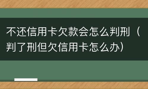 不还信用卡欠款会怎么判刑（判了刑但欠信用卡怎么办）