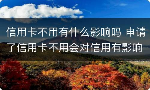 信用卡不用有什么影响吗 申请了信用卡不用会对信用有影响吗