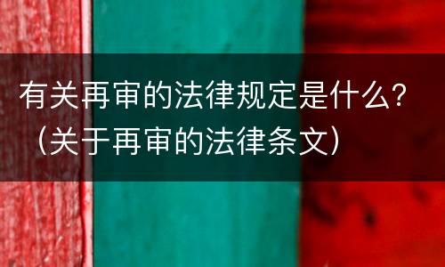 有关再审的法律规定是什么？（关于再审的法律条文）