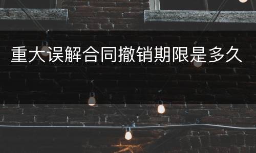 重大误解合同撤销期限是多久