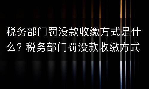税务部门罚没款收缴方式是什么? 税务部门罚没款收缴方式是什么意思