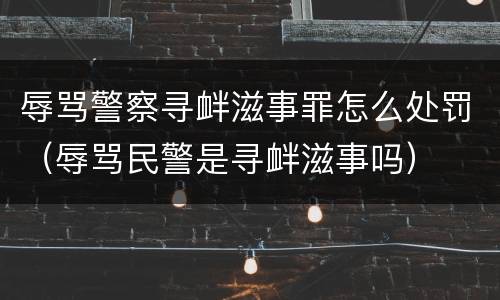 辱骂警察寻衅滋事罪怎么处罚（辱骂民警是寻衅滋事吗）