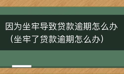 因为坐牢导致贷款逾期怎么办（坐牢了贷款逾期怎么办）