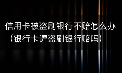 信用卡被盗刷银行不赔怎么办（银行卡遭盗刷银行赔吗）