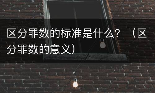 区分罪数的标准是什么？（区分罪数的意义）