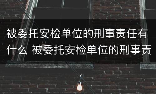 被委托安检单位的刑事责任有什么 被委托安检单位的刑事责任有什么影响