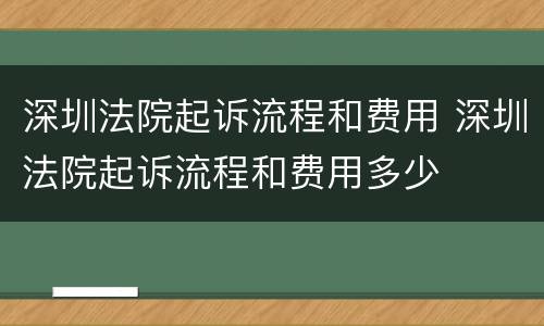 深圳法院起诉流程和费用 深圳法院起诉流程和费用多少