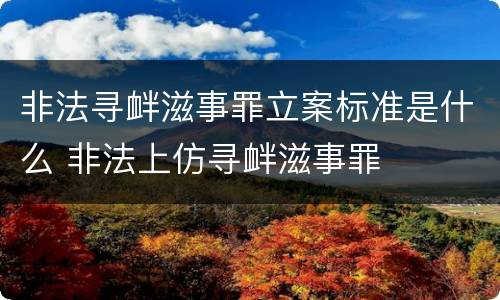 非法寻衅滋事罪立案标准是什么 非法上仿寻衅滋事罪