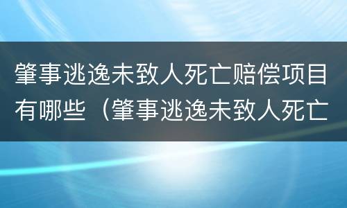 肇事逃逸未致人死亡赔偿项目有哪些（肇事逃逸未致人死亡赔偿项目有哪些要求）