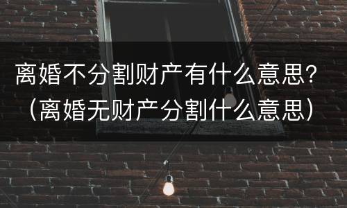 离婚不分割财产有什么意思？（离婚无财产分割什么意思）